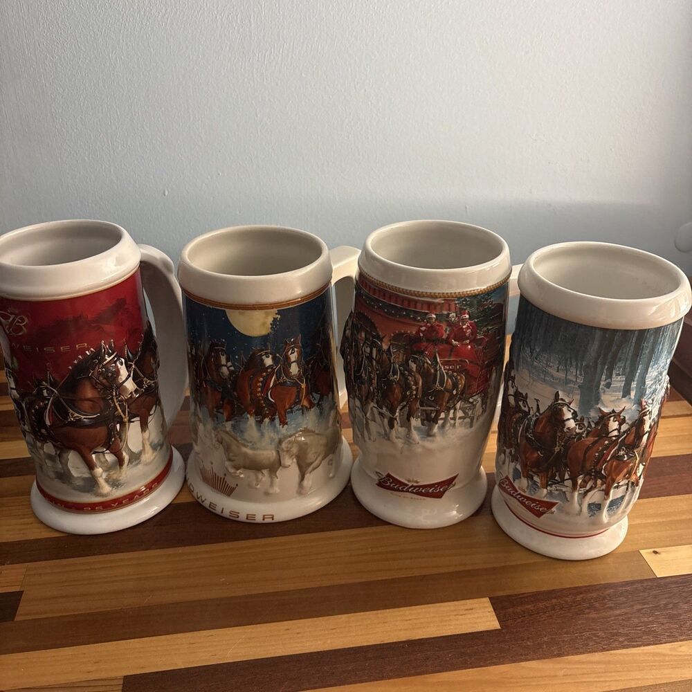 Budweiser Christmas Beer Stein 2004,2005,2006,2007